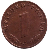 Монета 1 рейхспфенниг. 1940 год (J), Германия (Третий Рейх). (бронза)