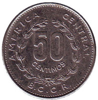 Монета 50 сантимов. 1984 год, Коста-Рика.