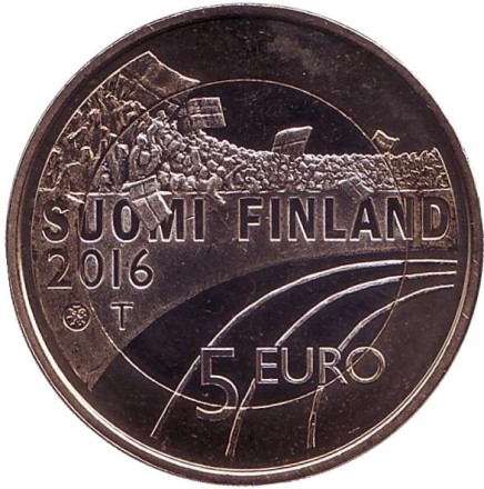 Монета 5 евро. 2016 год, Финляндия. Легкая атлетика. Монета 5 евро. 2016 год, Финляндия. Легкая атлетика.