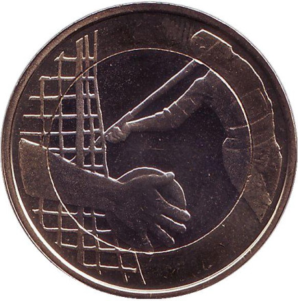 Монета 5 евро. 2016 год, Финляндия. Легкая атлетика.
