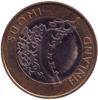 Исконная Финляндия. Монета 5 евро, 2010 год, Финляндия.