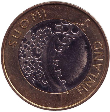 Монета 5 евро. 2010 год, Финляндия. Исконная Финляндия.