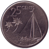 Парусник. Монета 25 центов. 2007 год, Багамские острова.