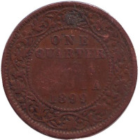 Монета 1/4 анны. 1899 год, Британская Индия.