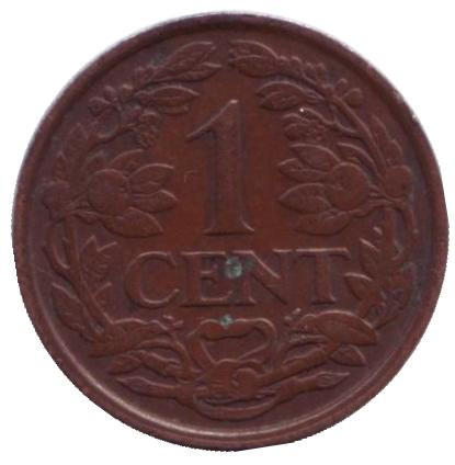 Монета 1 цент. 1930 год, Нидерланды.
