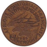 Африканские антилопы. (Западные канны). Монета 10 франков. 1958 год, Камерун.