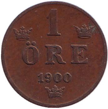 Монета 1 эре. 1900 год, Швеция.