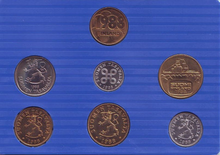 Набор монет Финляндии (6 шт., с жетоном), 1988 год, Финляндия. (в банковской упаковке)
