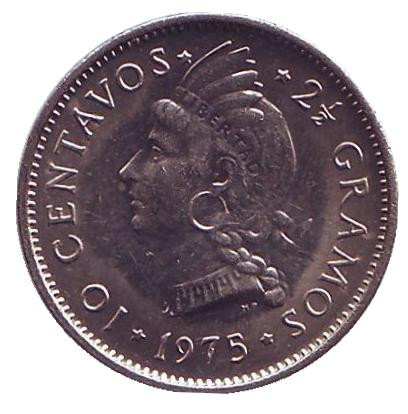 Монета 10 сентаво. 1975 год, Доминиканская Республика.