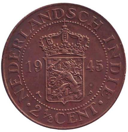 Монета 2,5 цента. 1945 год, Нидерландская Индия.