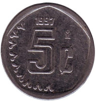 Монета 5 сентаво. 1997 год, Мексика. Монета 5 сентаво. 1997 год, Мексика.
