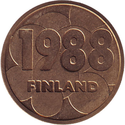 Жетон из годового набора монет Финляндии. 1988 год.