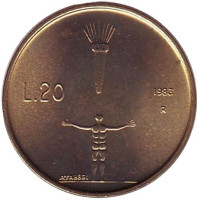 Угроза ядерной войны. Монета 20 лир. 1983 год, Сан-Марино.