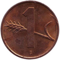 Монета 1 раппен. 1968 год, Швейцария. 