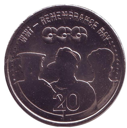 Монета 20 центов. 2015 год, Австралия. День памяти. АНЗАК.