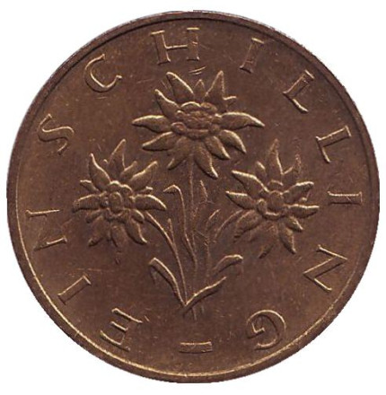 Монета 1 шиллинг. 1992 год, Австрия. Эдельвейс.