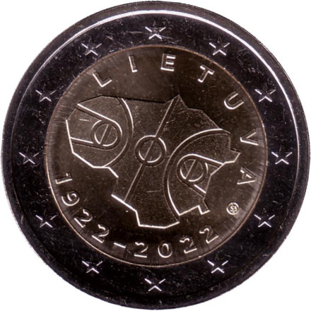 Монета 2 евро. 2022 год, Литва. 100 лет баскетболу в Литве.
