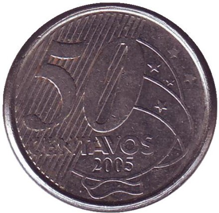Монета 50 сентаво. 2005 год, Бразилия. Хосе Паранхос. Монета 50 сентаво. 2005 год, Бразилия. Хосе Паранхос.