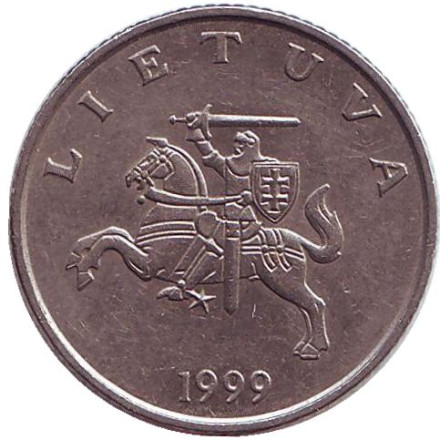 Монета 1 лит. 1999 год, Литва. Рыцарь.