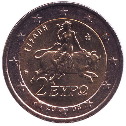 Монета 2 евро. 2008 год, Греция.