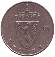 Монета 5 крон. 1983 год, Норвегия.
