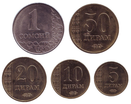 Набор монет Таджикистана (5 шт.) 2017 год, Таджикистан.