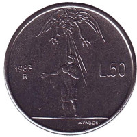 Угроза ядерной войны. Монета 50 лир. 1983 год, Сан-Марино.