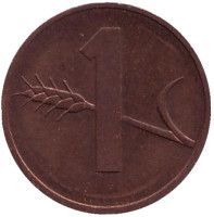 Монета 1 раппен. 1983 год, Швейцария. 