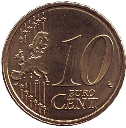 Монета 10 евроцентов. 2009 год, Нидерланды. Монета 10 евроцентов. 2009 год, Нидерланды.