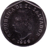 Монета 5 сентаво. 1999 год, Сальвадор. Франциско Морасан. Монета 5 сентаво. 1999 год, Сальвадор. Франциско Морасан.
