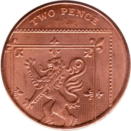 Монета 2 пенса. 2016 год, Великобритания.