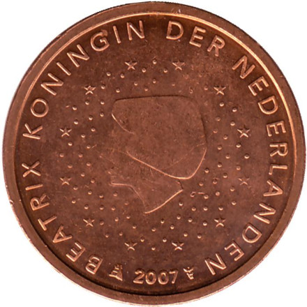 Монета 2 цента. 2007 год, Нидерланды.