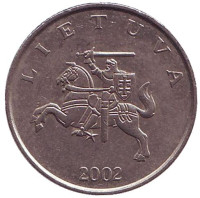 Рыцарь. Монета 1 лит. 2002 год, Литва.