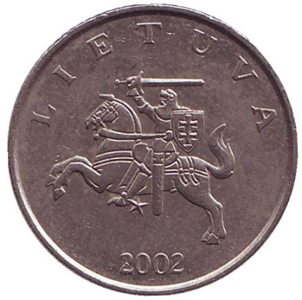Монета 1 лит. 2002 год, Литва. Рыцарь.