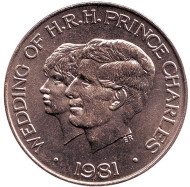 Монета 1 тала. 1981 год, Самоа. Свадьба Принца Чарльза и Леди Дианы. Монета 1 тала. 1981 год, Самоа. Свадьба Принца Чарльза и Леди Дианы.