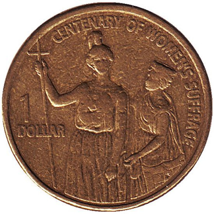 Монета 1 доллар. 2003 год, Австралия. 100 лет женскому избирательному праву.