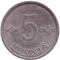 Монета 5 пенни. 1979 год, Финляндия.