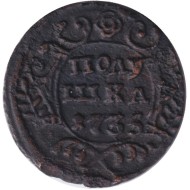 Монета Полушка. 1735 год, Российская империя. Монета Полушка. 1735 год, Российская империя.
