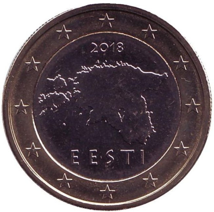 Монета 1 евро. 2018 год, Эстония.