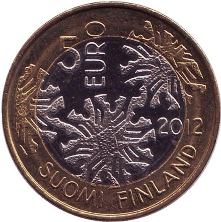 Монета 5 евро. 2012 год, Финляндия. Северная природа. Фауна. Монета 5 евро. 2012 год, Финляндия. Северная природа. Фауна.