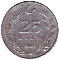 Монета 25 лир. 1986 год, Турция. Монета 25 лир. 1986 год, Турция.