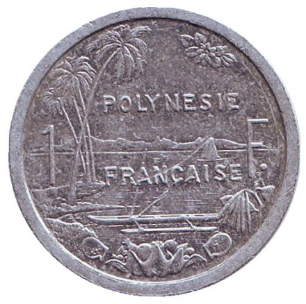 Монета 1 франк. 1991 год, Французская Полинезия.