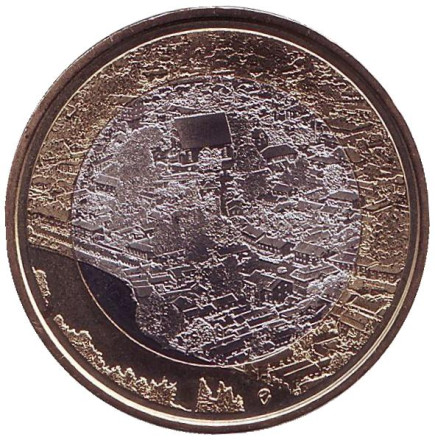 Монета 5 евро. 2018 год, Финляндия. Долина реки Порвоонйоки и старый Порвоо.