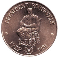 Франклин Рузвельт. Международный год инвалидов. Монета 1 тала. 1981 год, Самоа.