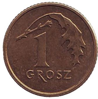 Монета 1 грош, 2013 год, Польша. (старый тип) Дубовый лист.