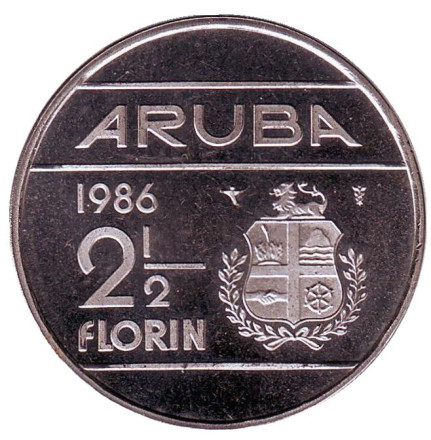 Монета 2,5 флорина. 1986 год, Аруба. UNC.