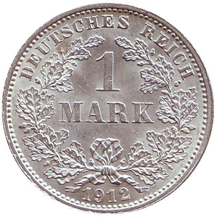 Монета 1 марка. 1912 год (J), Германская империя.