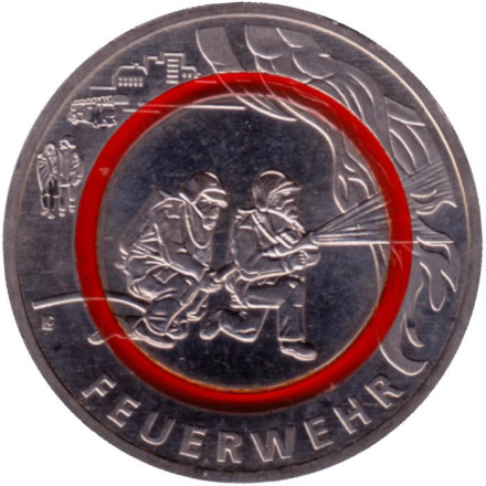 Монета 10 евро. 2023 год (A), Германия. Пожарная служба. Серия "На службе общества".