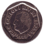 Монета 200 песет. 1988 год, Испания. Хуан Карлос I. Монета 200 песет. 1988 год, Испания. Хуан Карлос I.