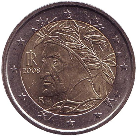 Монета 2 евро, 2008 год, Италия.